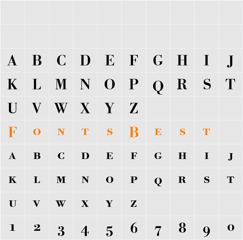 Bodoni BE Character Map