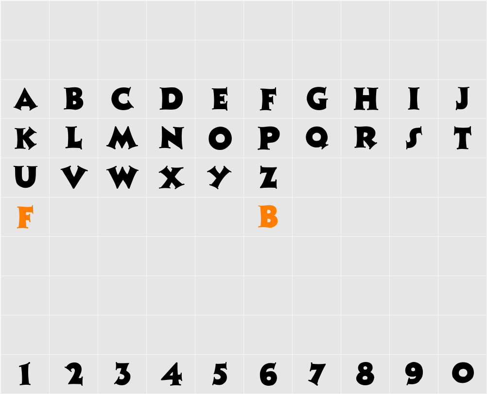 ZaleskiCaps Character Map