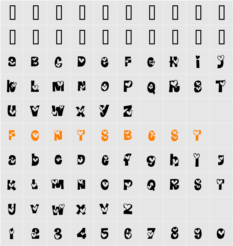 HeartlandRegular Character Map