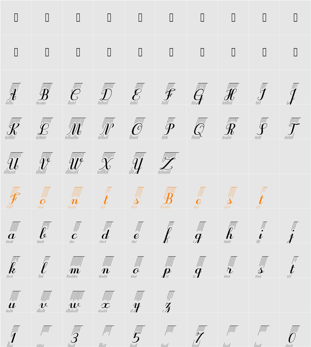 Purple DecoDemo Character Map