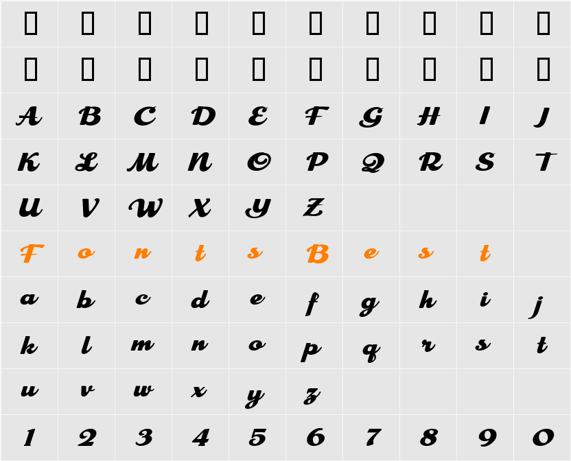 LHF Cosmic Cursive II Character Map