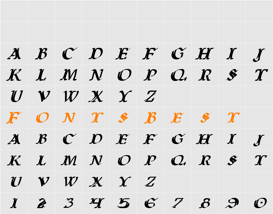 Wars of Asgard Italic Character Map