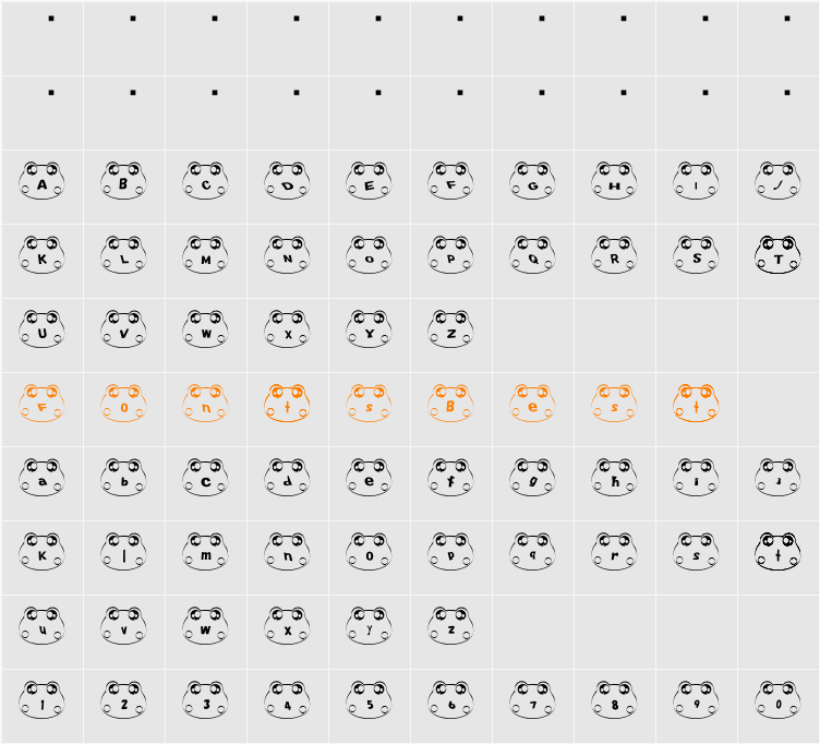 kero Font Character Map