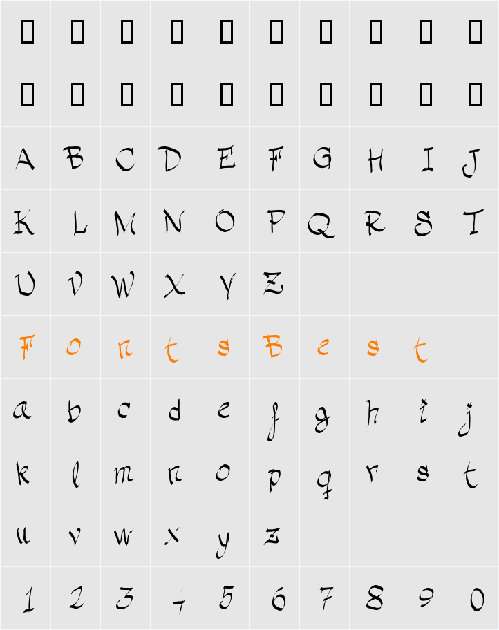 Grafia Character Map