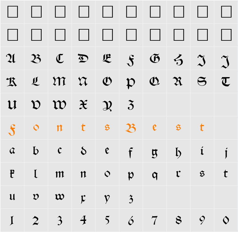 Schwaben Character Map