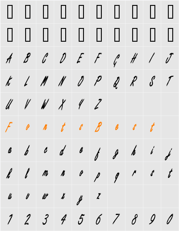 Encino Xtra Condensed Character Map