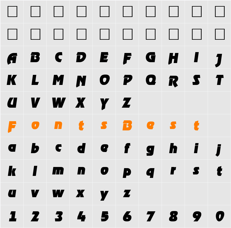 Ragtime-HeavyIta Character Map