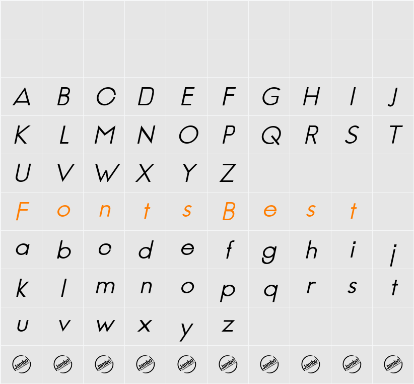 Jambetica Character Map