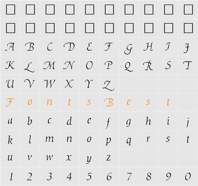 DioscurSwash DB Character Map