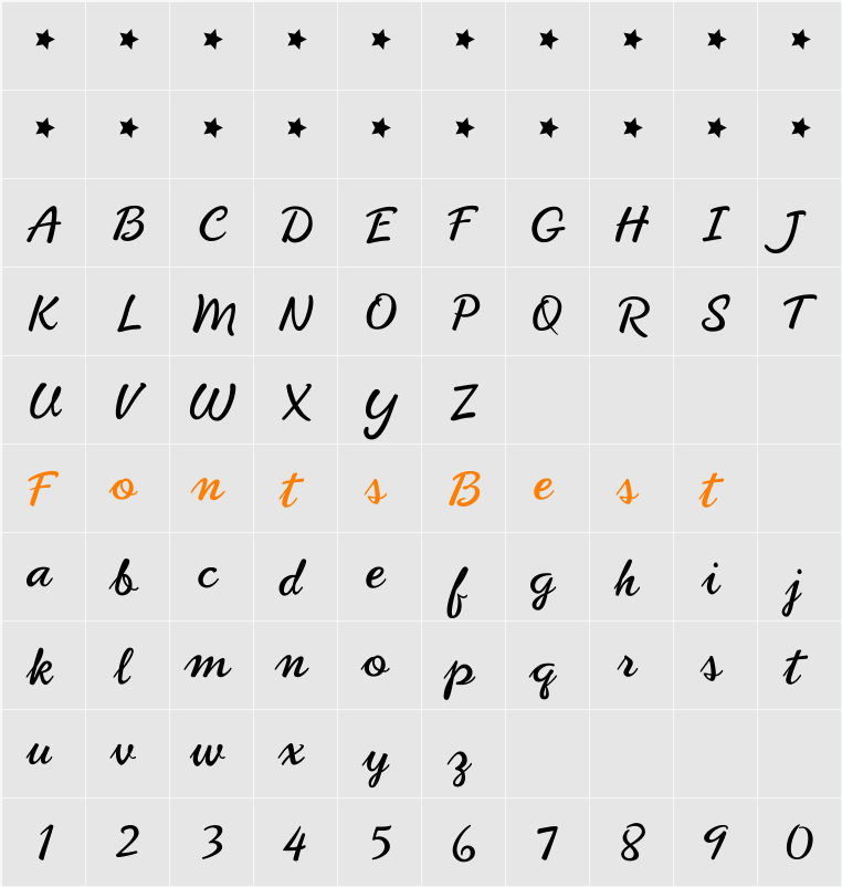 PhoenixScript Upright Character Map