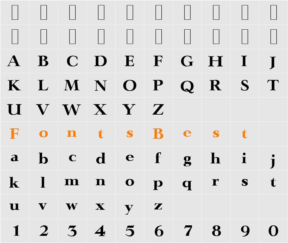 LingwoodSerial-Xbold Character Map