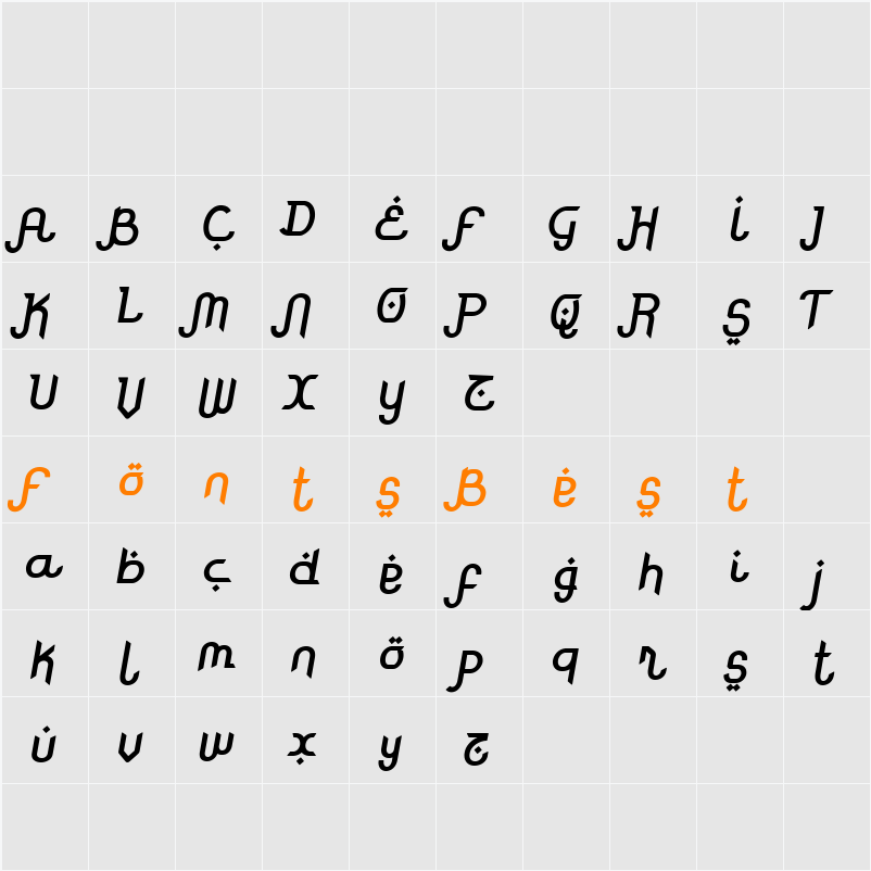 Rodja Bold Alt Slanted Character Map
