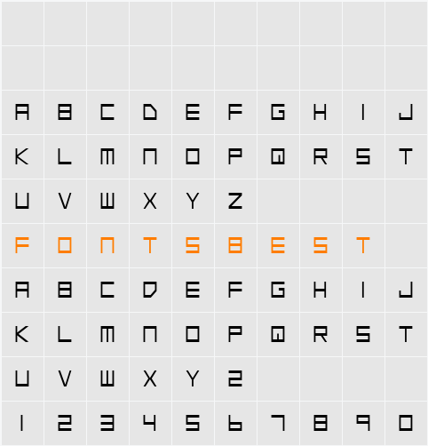 Low Gun Screen Condensed Character Map