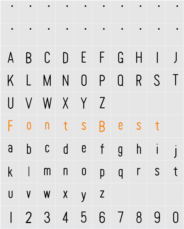 Tomato Round Condensed Thin Character Map
