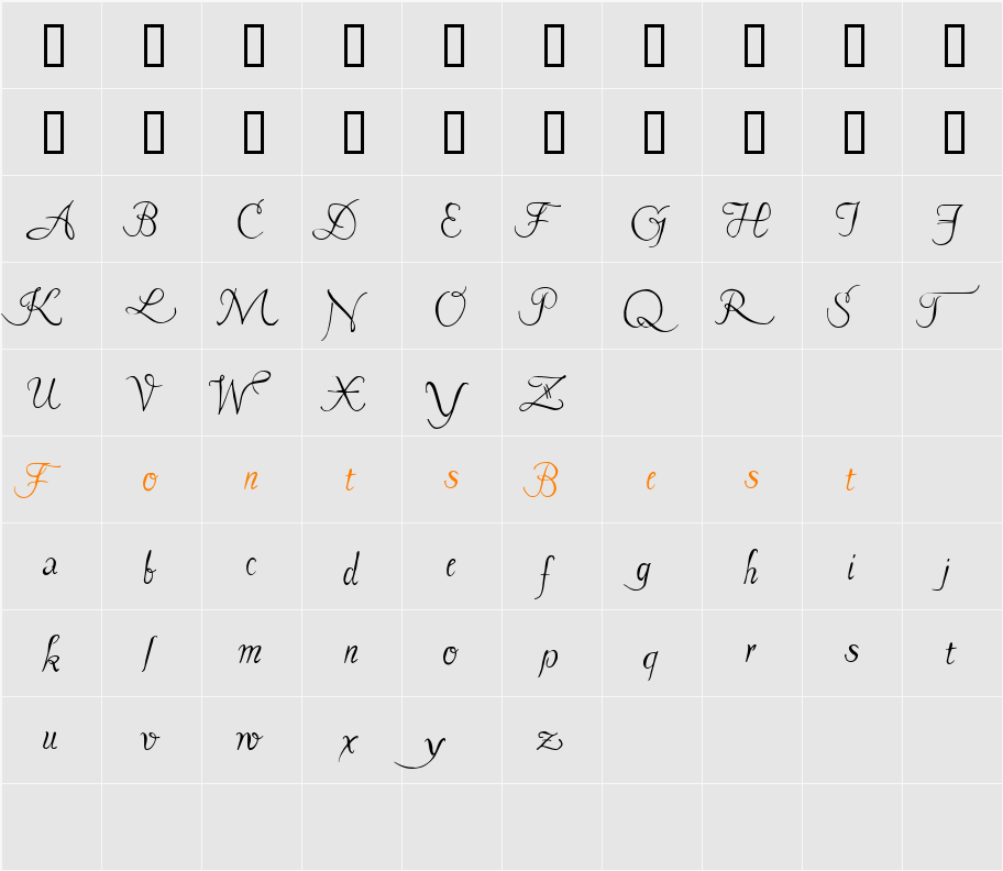 Pavane Character Map