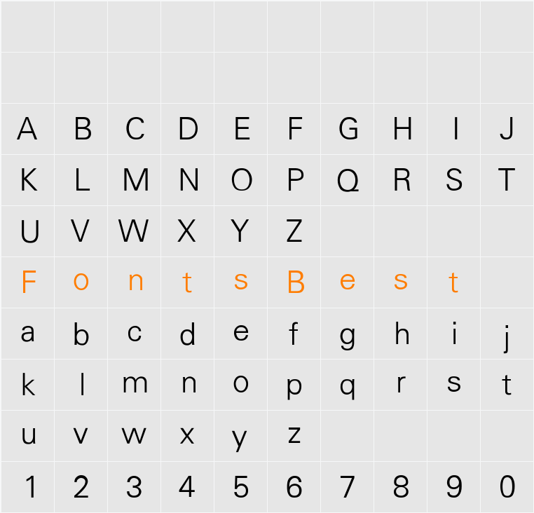 Univers-Light-Light Character Map