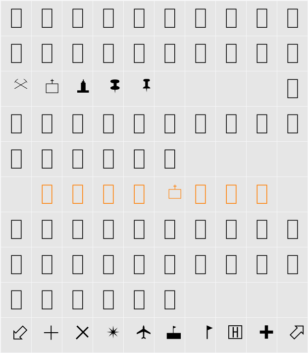 Map Symbols Character Map