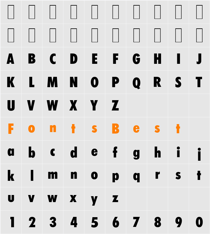 LimerickCdSerial-Xbold Character Map