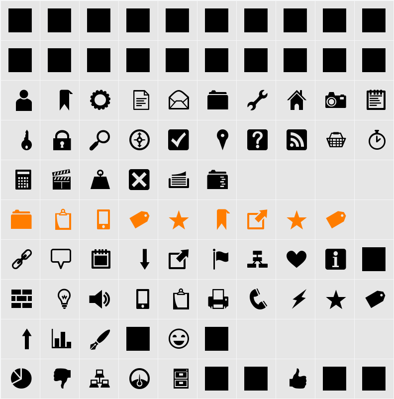 Heydings Icons Character Map