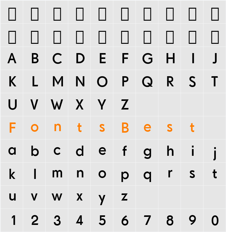 Drescher Grotesk BT SmallSizes Character Map