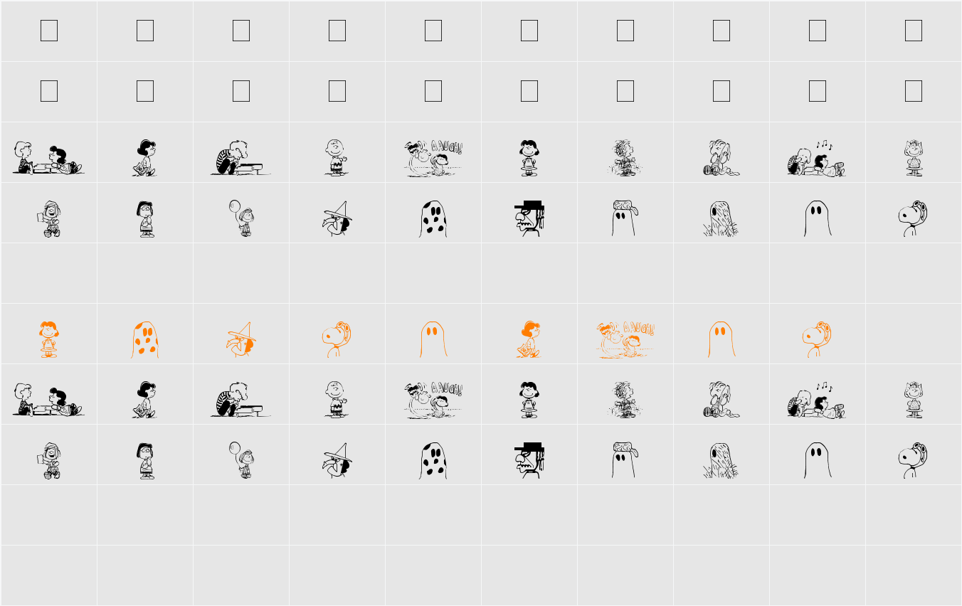 Peanuts Gang Dings Character Map
