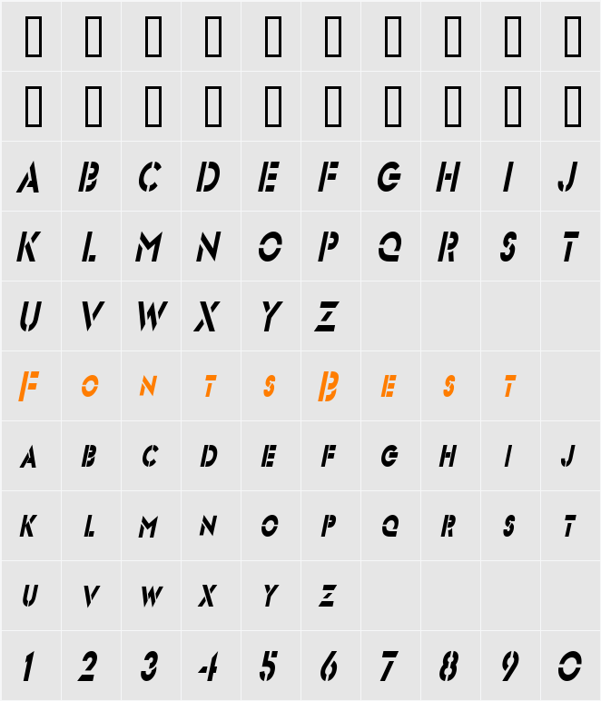 Templett Condensed Character Map