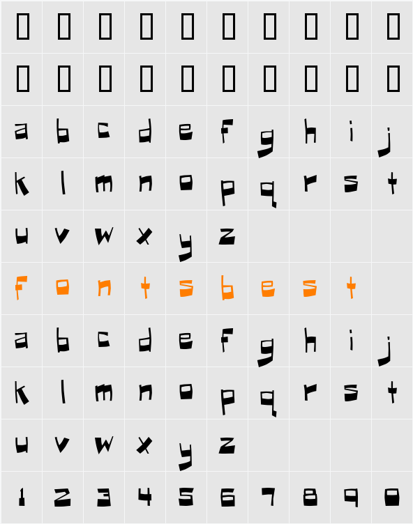 Puckfont Character Map