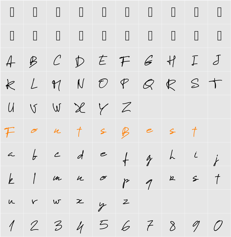 PWManuelfree Character Map