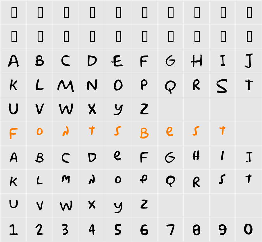 Simpsonfont Character Map