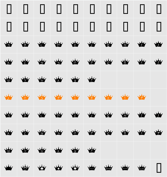 KR PRincEsS Character Map