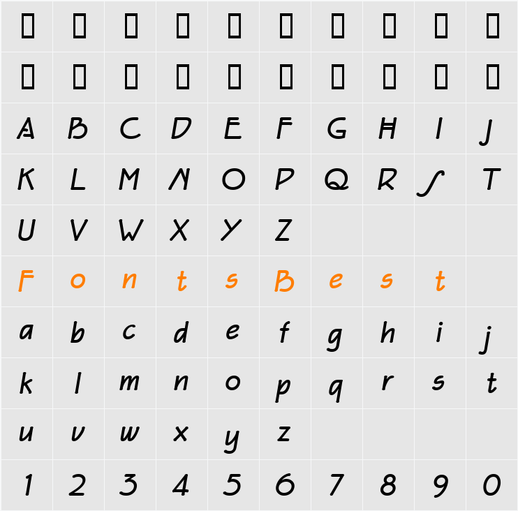 EaglefeatherFormalBoldItalic Character Map