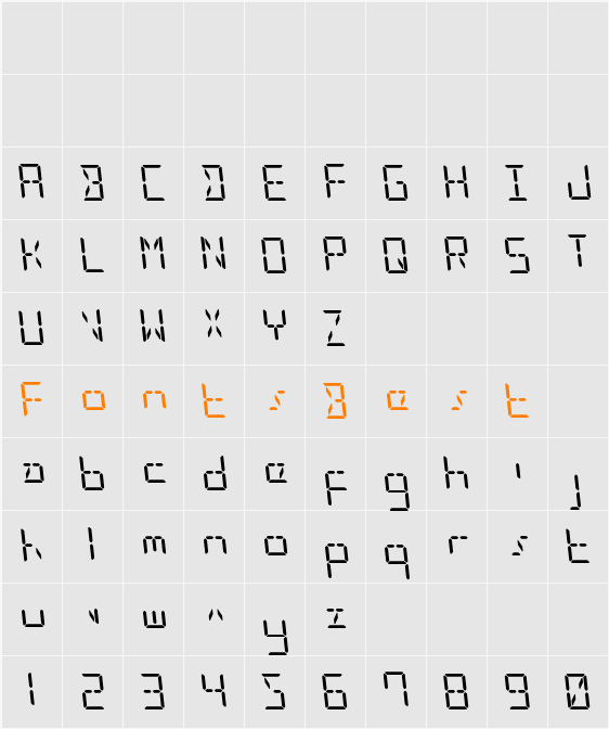 LED Sled Leftalic Character Map