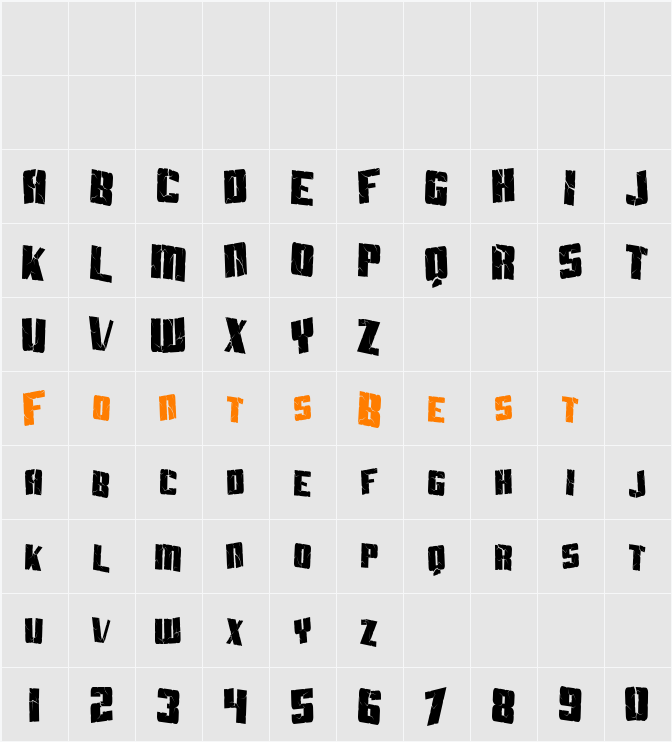 SF Aftershock Debris Condensed Character Map