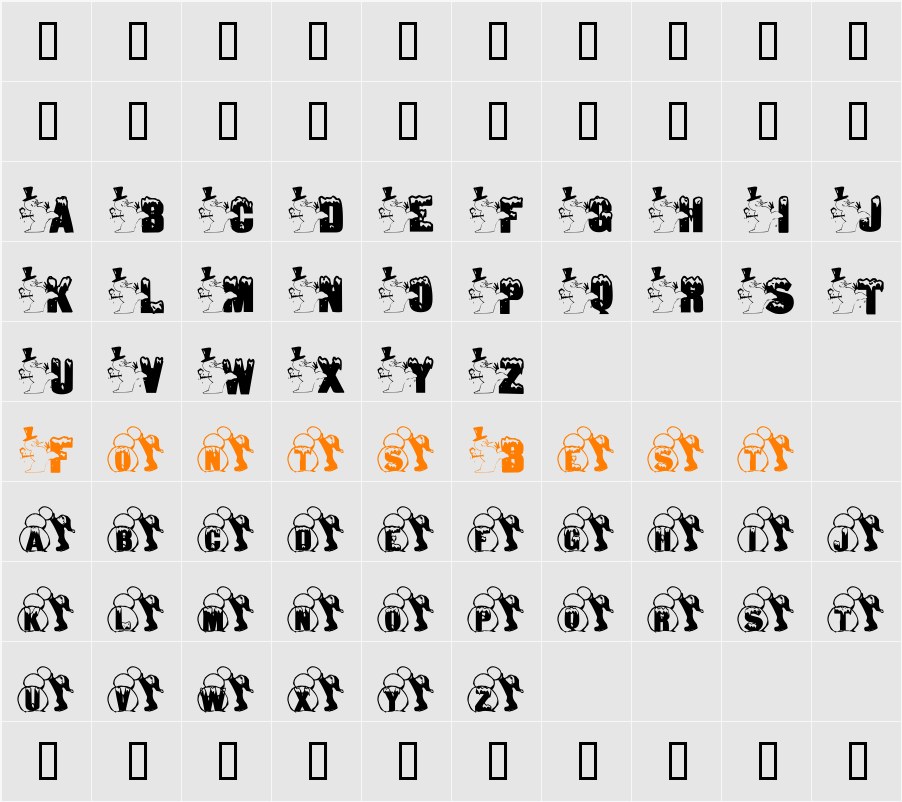 KG SNOWMAN2 Character Map
