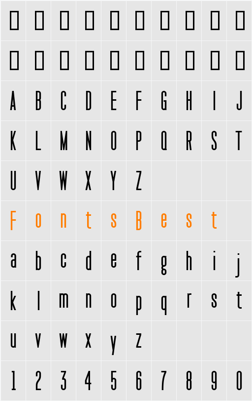 Pakt Condensed Character Map
