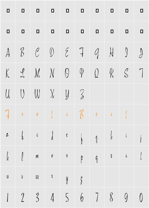 FZ HAND 13 Character Map
