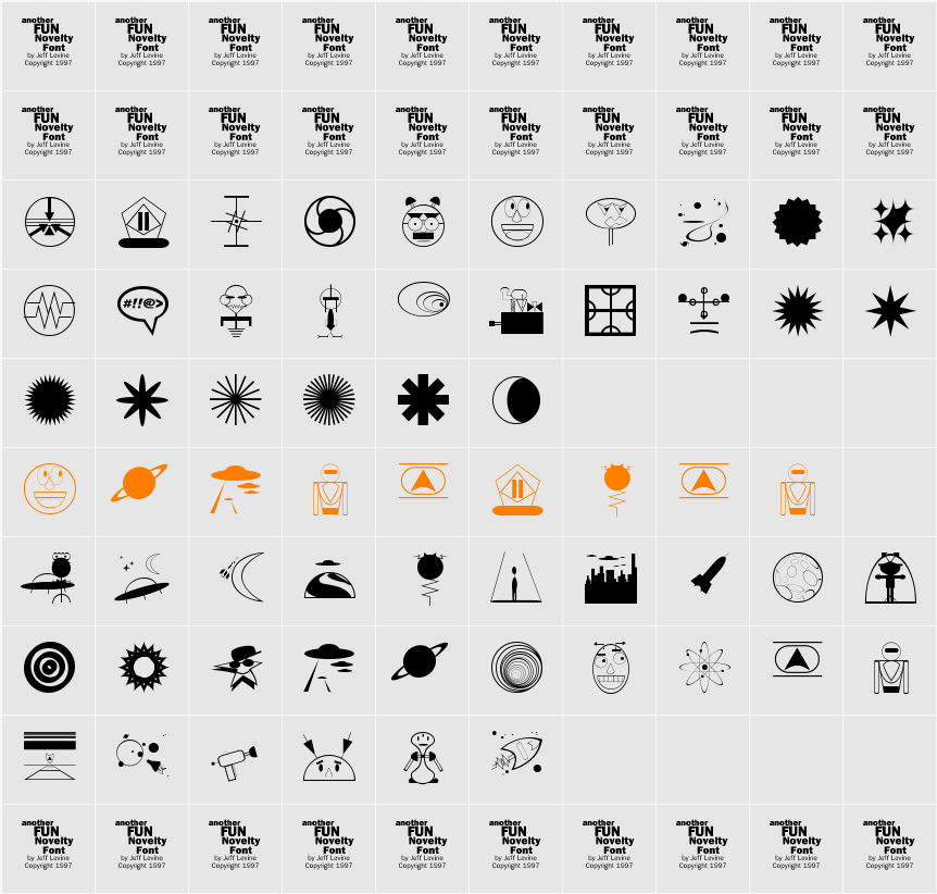 Outer Space JL Character Map