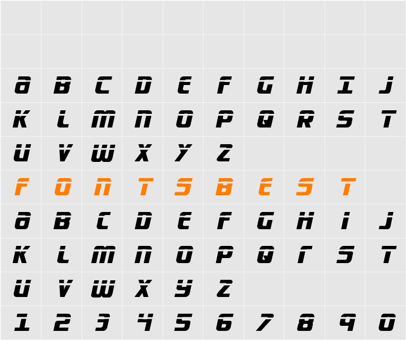 Lightsider Laser Character Map