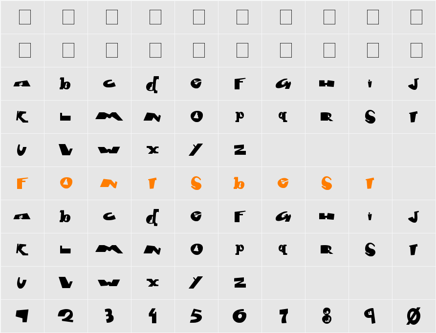 font city Character Map