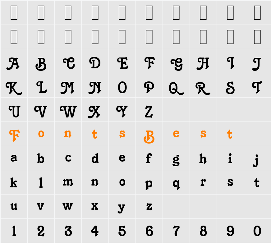 K1996 J Character Map