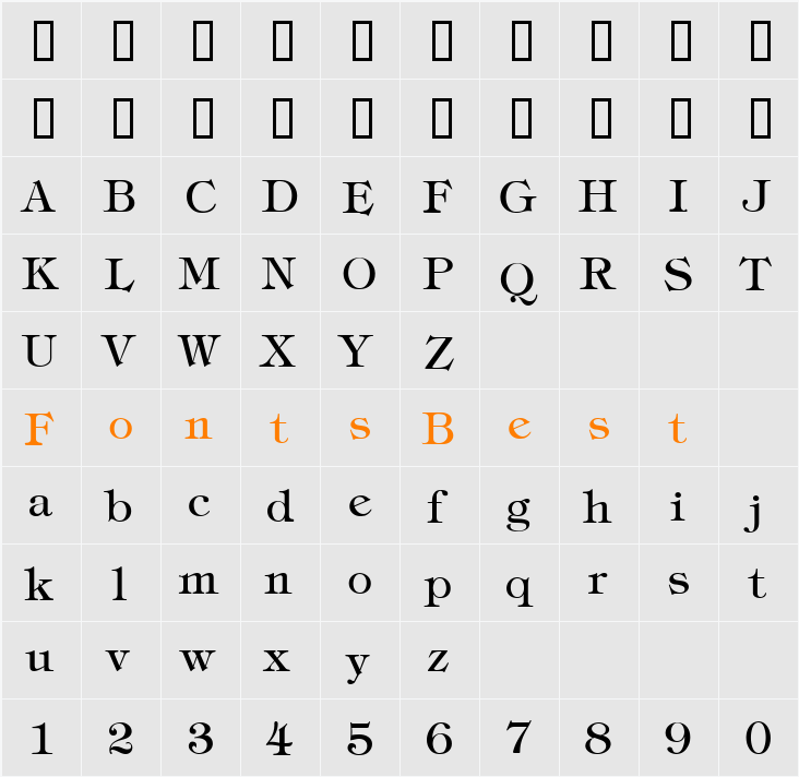 Tiffany Thin Character Map