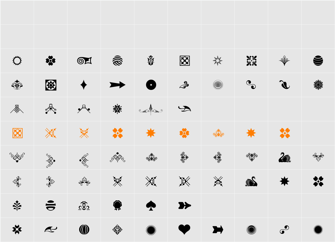 Soft Ornaments Fifteen Character Map