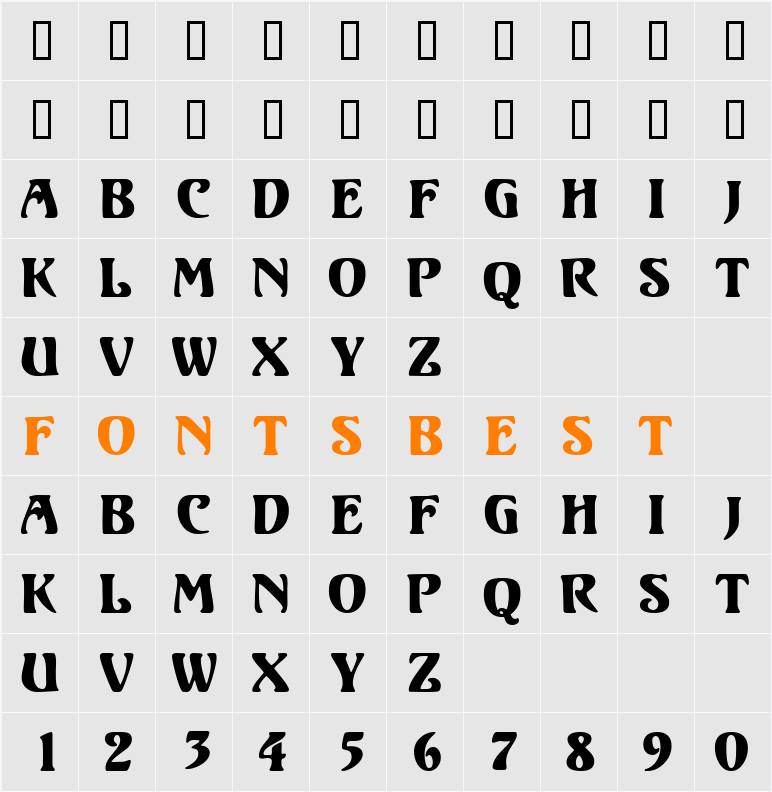 VoluteDisplayCapsSSK Character Map