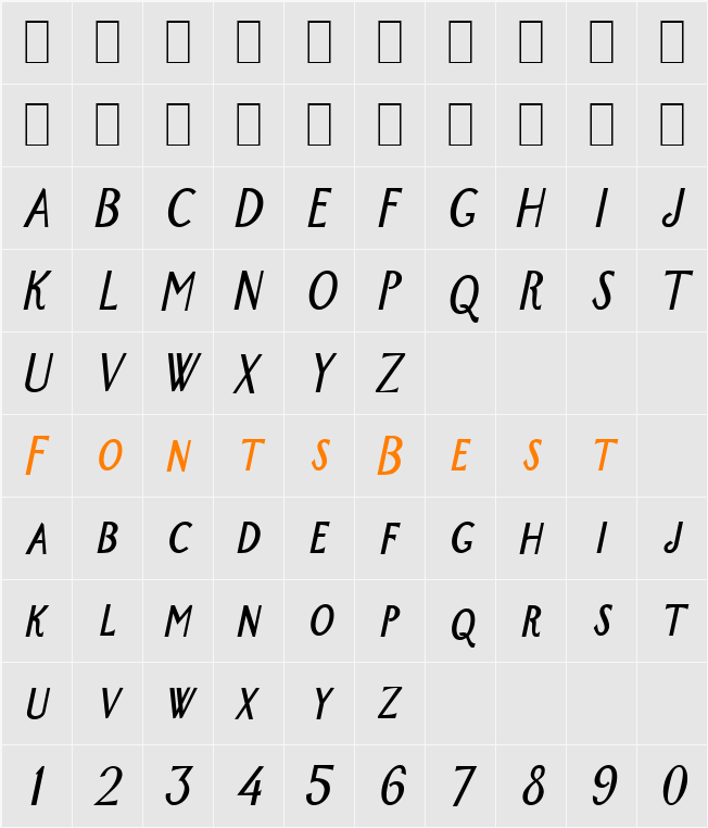 New-York-Condensed Character Map