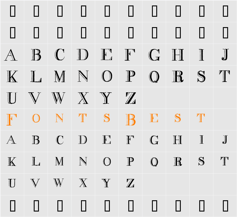decadence condensed Character Map
