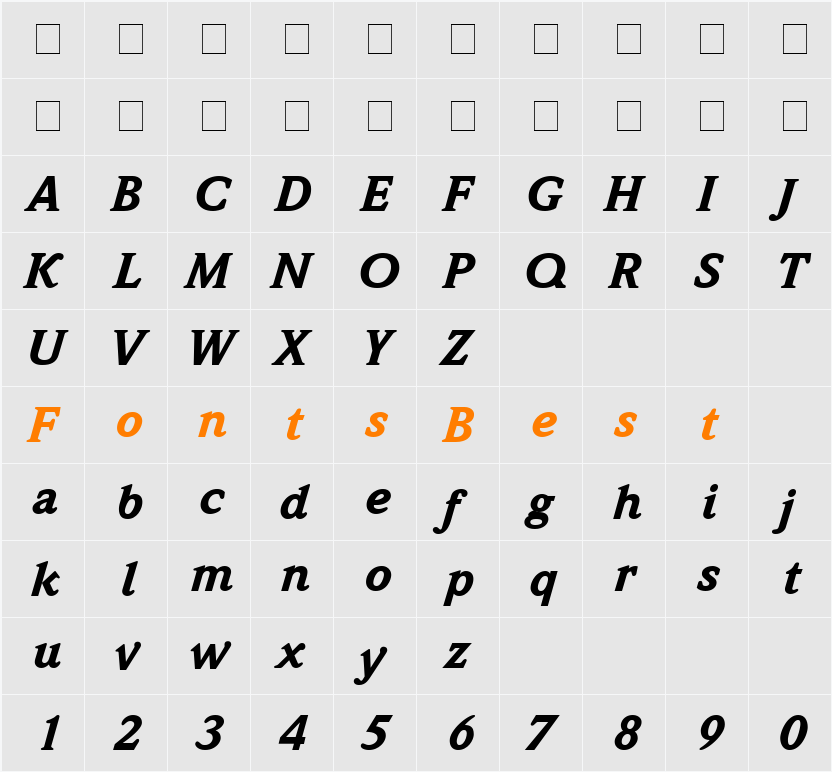 Quintessence Black SSi Character Map