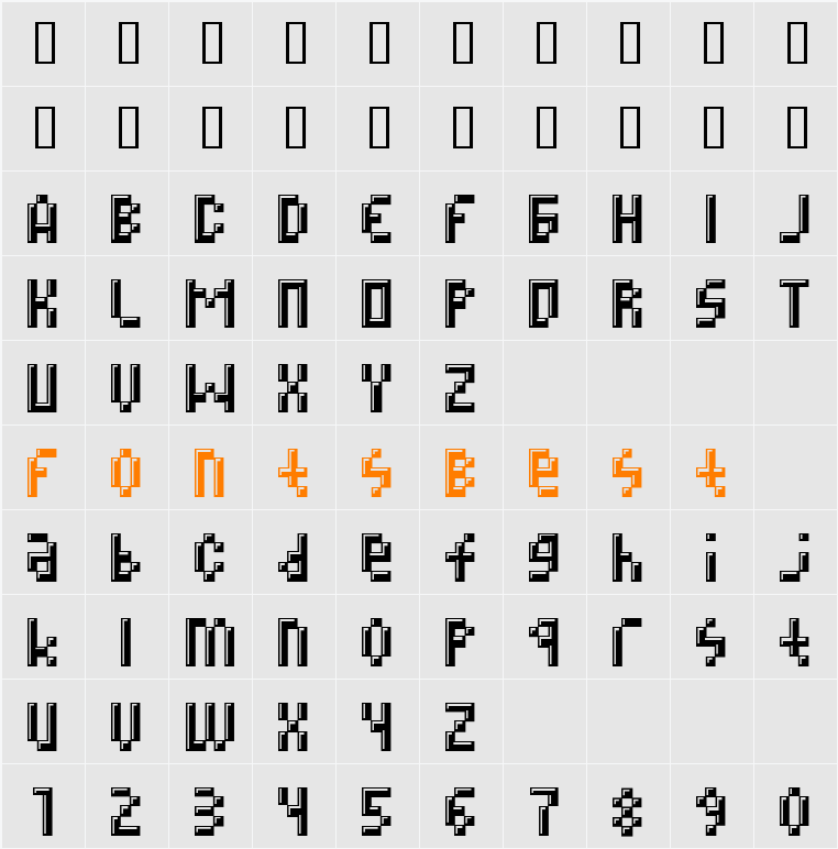 MEGZ Character Map