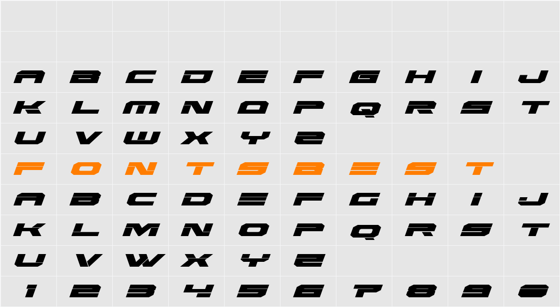Eridanus Expanded Italic Character Map