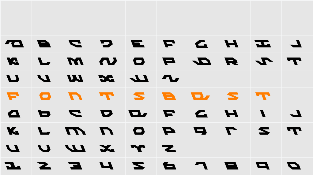 Nightrunner Leftalic Character Map