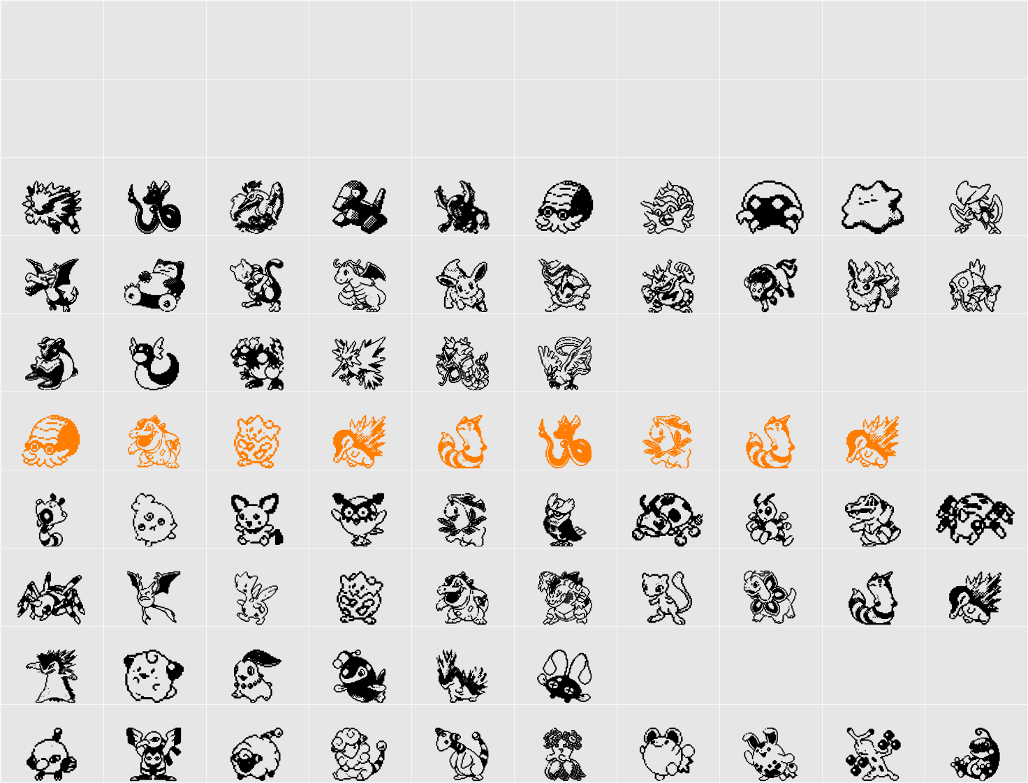 Pokemon pixels 2 Character Map